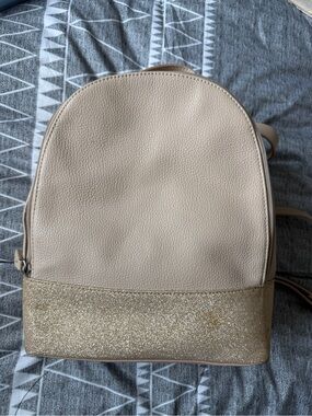Express Beige Backpack with Gold Glitter Base